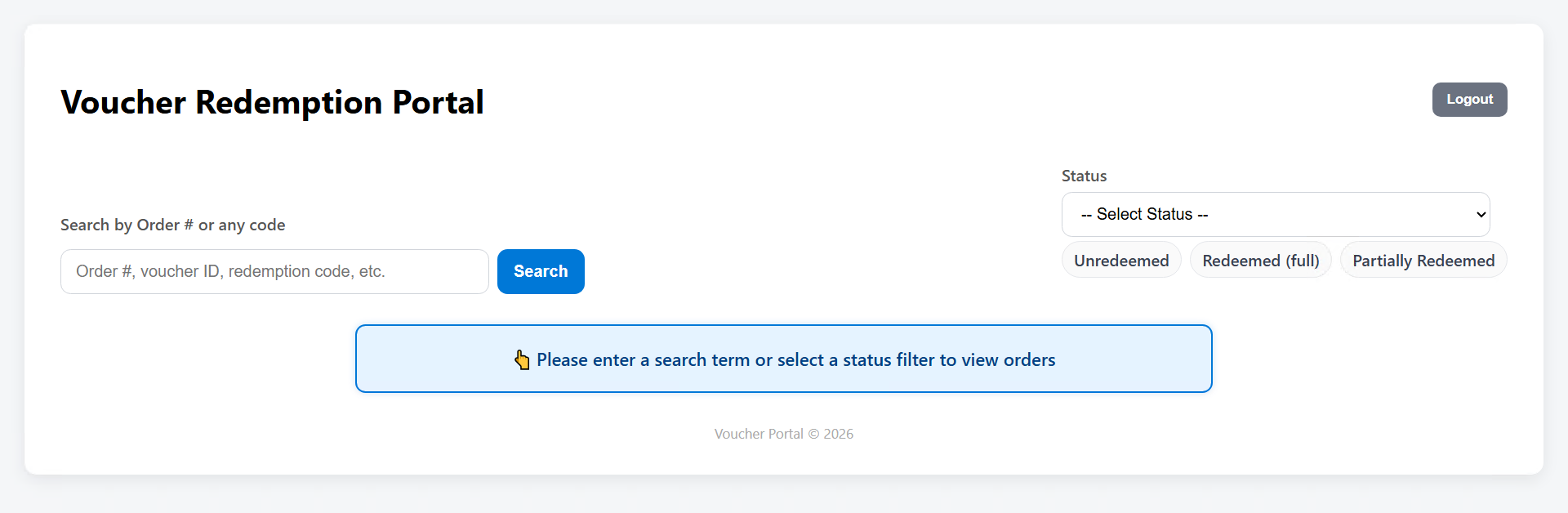 Staff facing UI, Voucher Redemption image 1